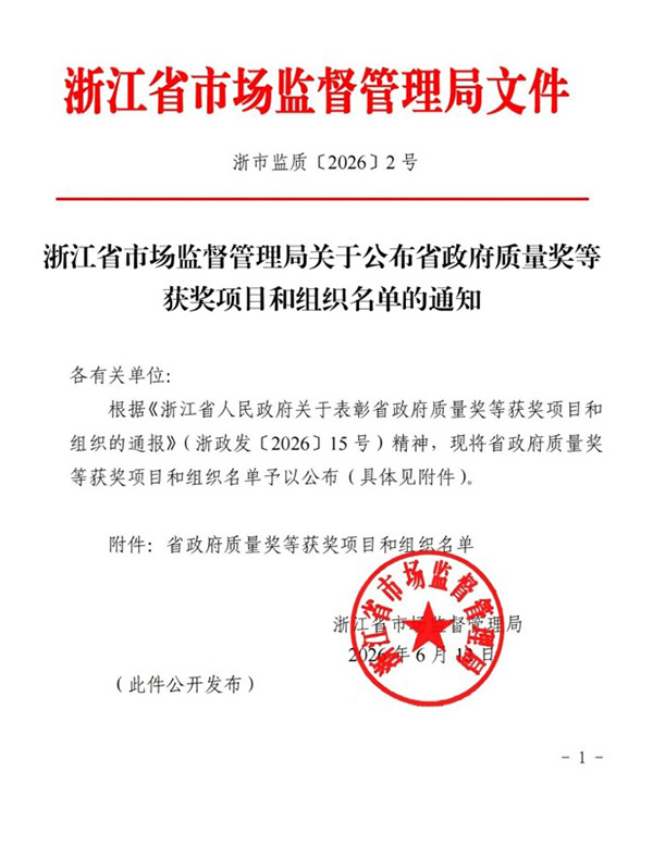 Premio Provincial de Zhejiang a la Innovación en la Gestión de la Calidad